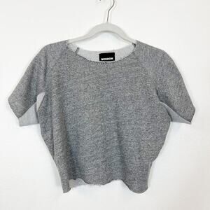 Monrow Gray Oversized Cropped Short Sleeve Sweatshirt Women's XS